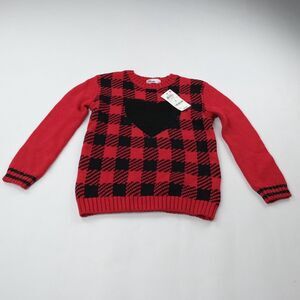 Epic Threads Heart Sequin Checkered‎ Long Sleeve Sweater Girls Size 6 NWT